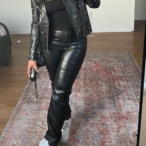 Aritzia Melina Pants Black with White Contrast Stitching